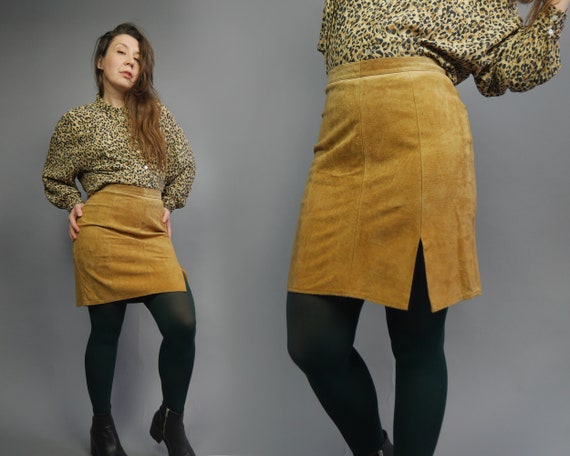 Buy Camel Brown Suede Mini Skirt Straight Skirt Vintage 90s SMALL Size Online in India Etsy