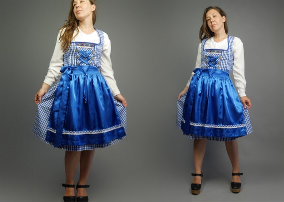 LARGE Oktoberfest Apron Dirndl Dress Blue Gingham Plaid Sleeveless Festival Dress Etsy Canada