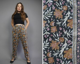 Loungebroek met blokprint Jaipur Monsoon katoenen broek Bloemenprint Indiase broek M maat