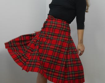 RODE Schotse ruit Schotse kilt Vintage Schotse ruit pure NIEUWE wol TAILLE 24-26 inch