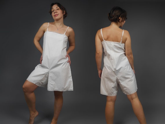 Antique Victorian romper Cotton lace pantaloons wi