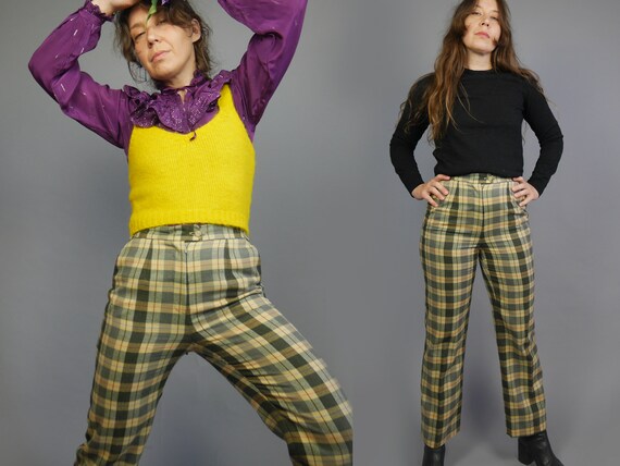 パンツ 60s 70s vintage wool rayon slacks Vintage 60s Wool Pants 70s S, Business Casual Wide Leg