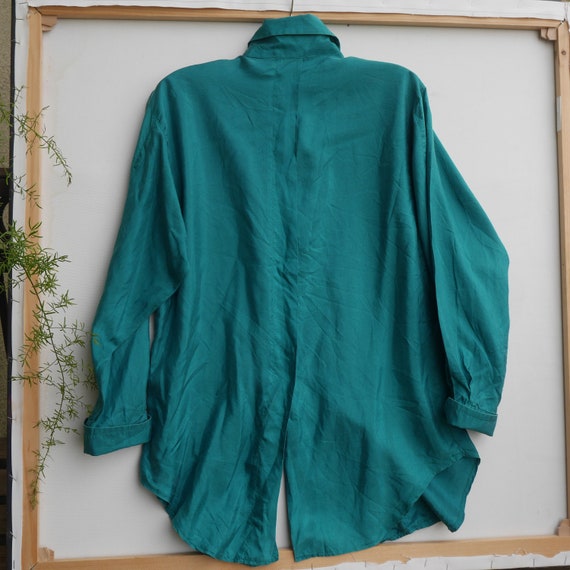 Turquoise silk oversize blouse BETTY BARCLEY Spli… - image 10