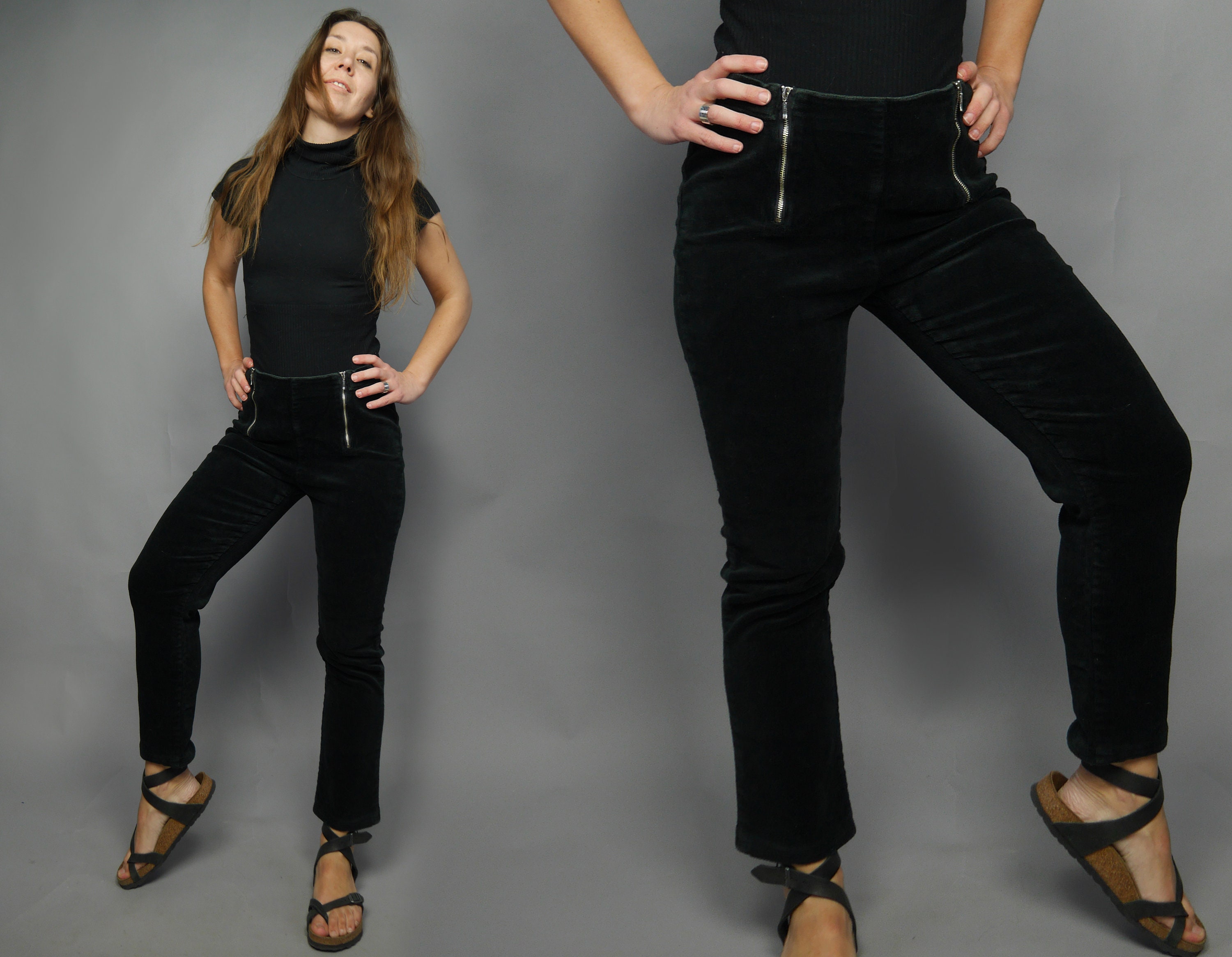 ladies black corduroy pants