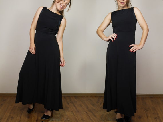 Calvin Klein Black Dress 90s Formal Maxi Dress Boat Neck Gown - Etsy