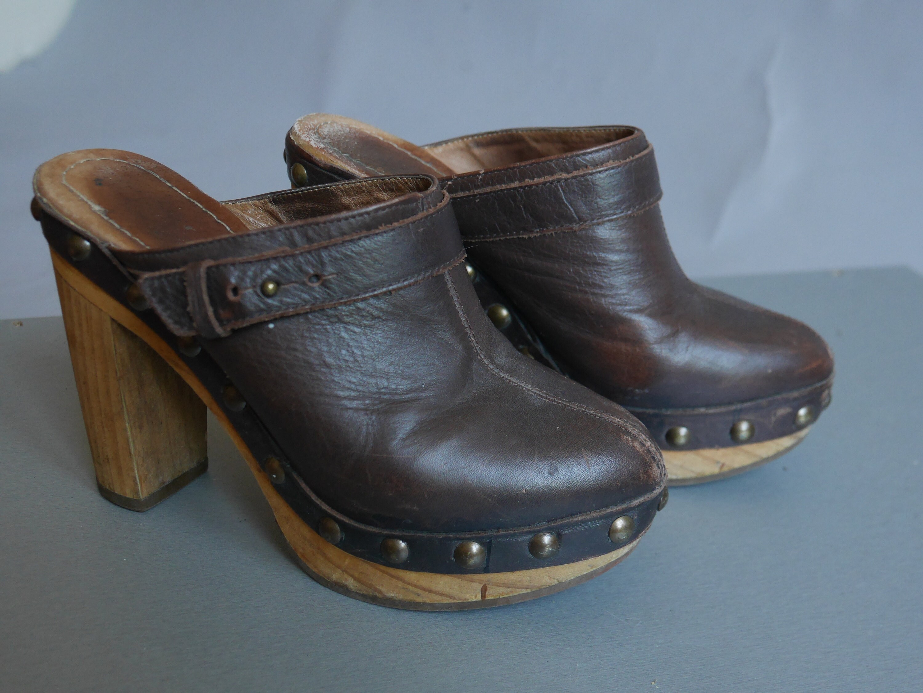 leather slides mules
