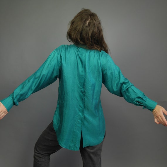 Turquoise silk oversize blouse BETTY BARCLEY Spli… - image 3