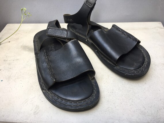 Ralph Lauren Black leather men's sandals Flat casu