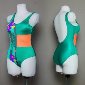 Vintage SPORT Swimsuit 1980s Bikini onepiece Bathing Suit Low cut back