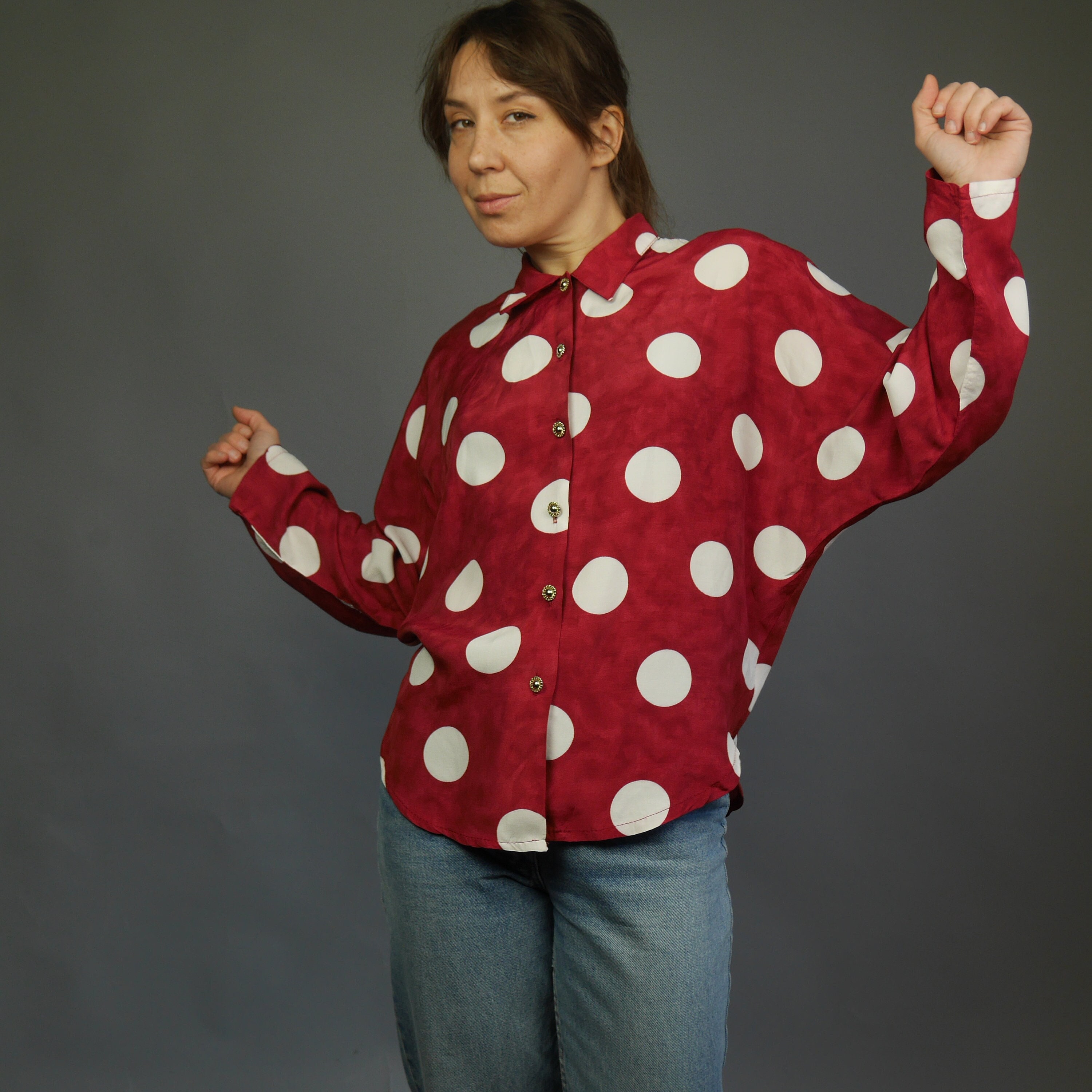 Cassidy Red with Polka Dots Blouse