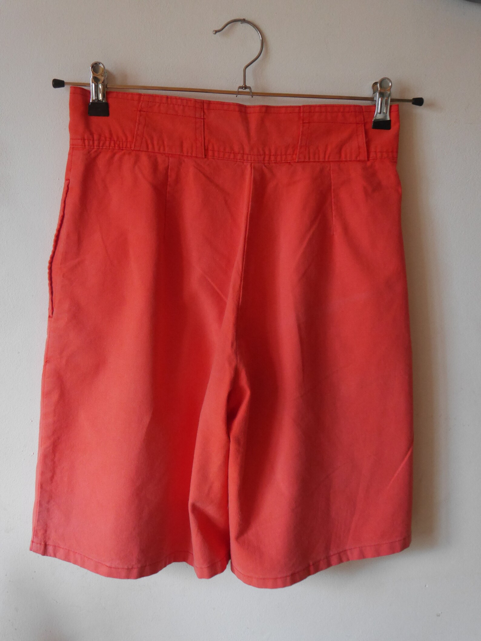 Coral red women's bermuda shorts 80s High waisted Wide Leg Etsy