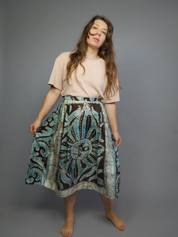 Silk batik skirt Breezy midi skirt Tiy dye patter… - image 2