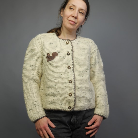 Cardigan vintage tricoté main - France