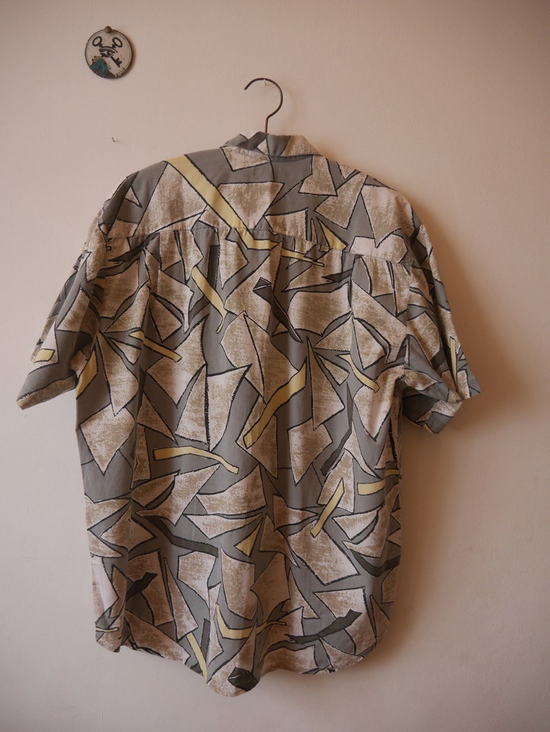 Vintage Men/'s Shirt Abstract print Hipster vacation shirt Short sleeves summer shirt Large size