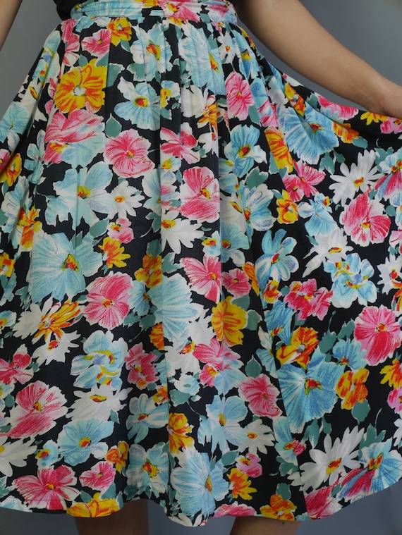 Floral print full skirt 80's Midi bright summer s… - image 8