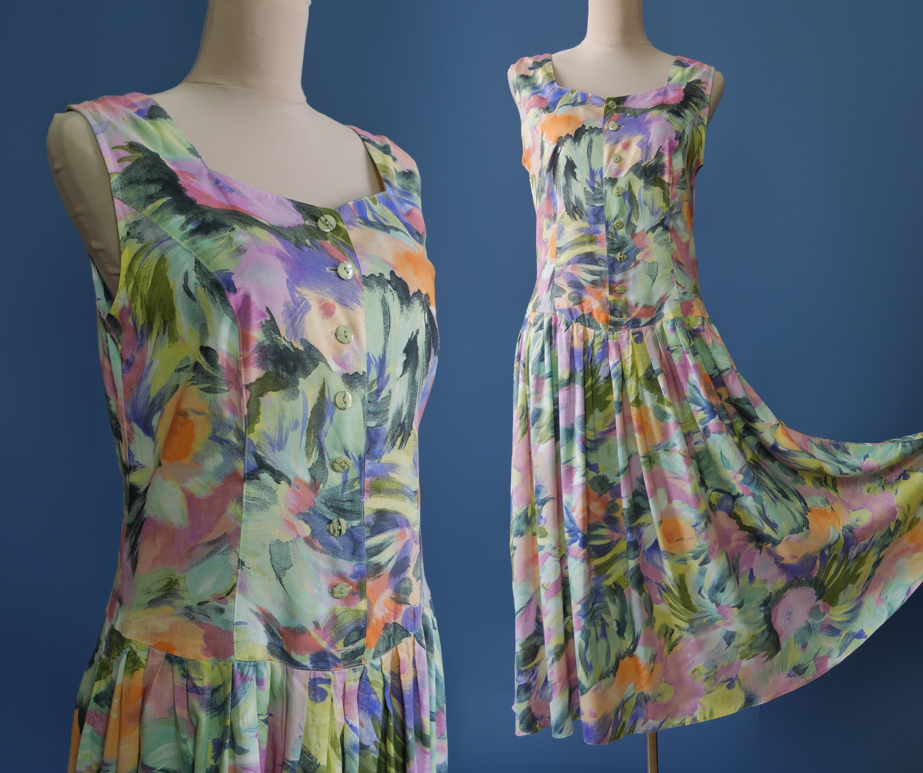 Colorful Summer dress Flowy Long Dress Jumper dress Drop waist | Etsy