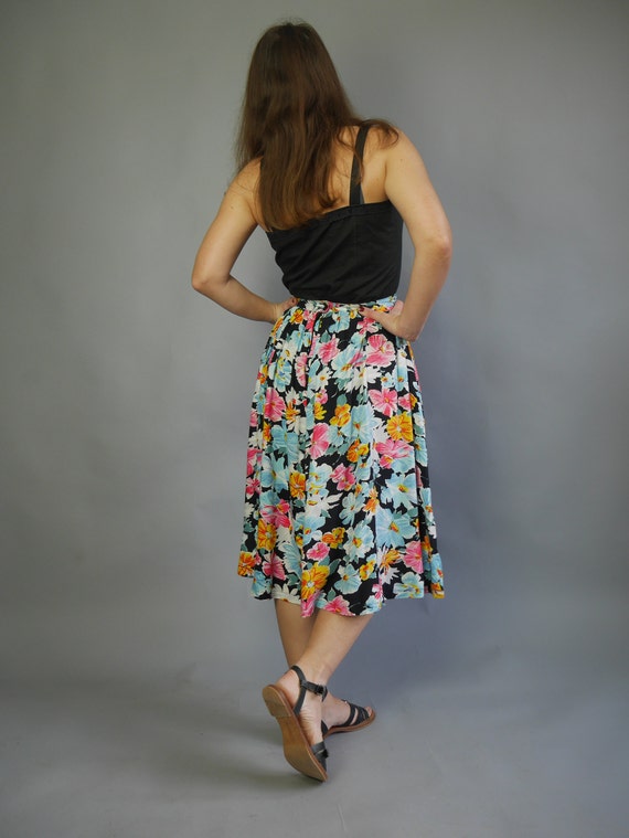 Floral print full skirt 80's Midi bright summer s… - image 6
