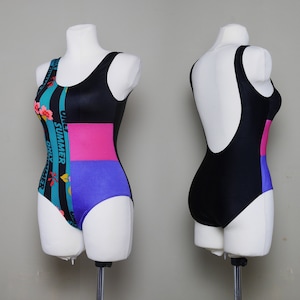 High leg vintage 1980s swimsuit Glam 80s One piece tank swimsuit