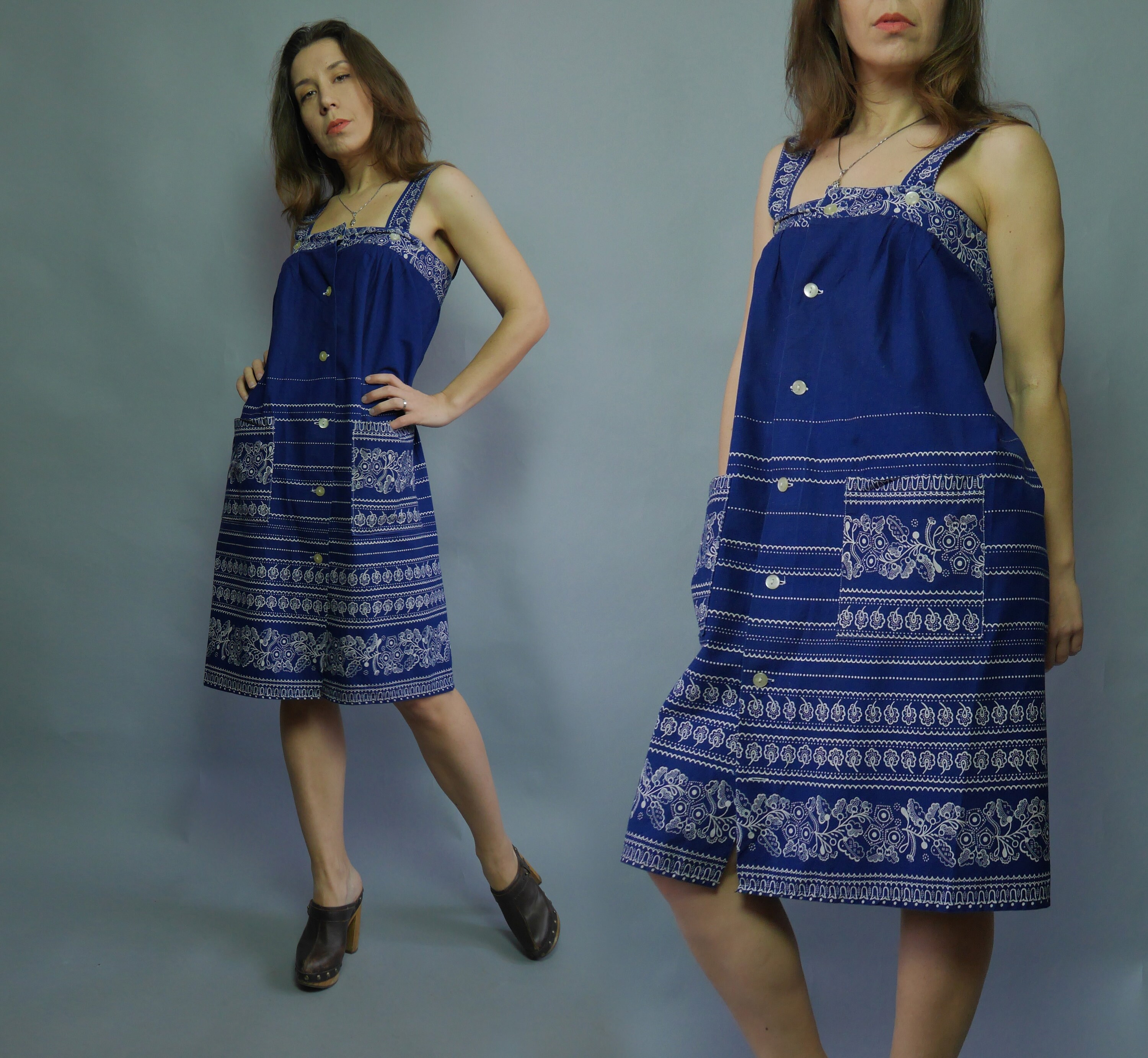 blue jumper dress