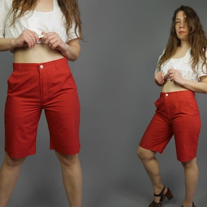 Rust red women&#39;s bermuda shorts 80s Summer Casual shorts M