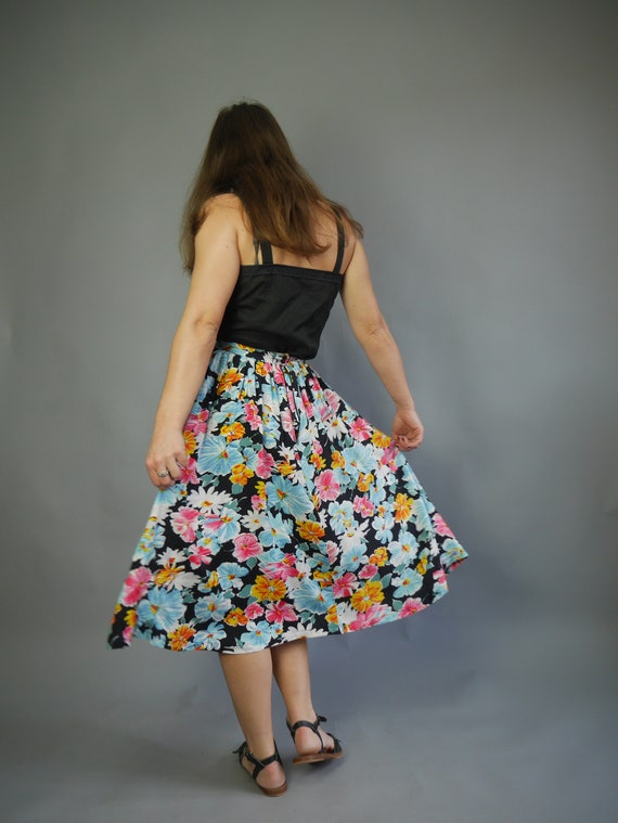 Floral print full skirt 80's Midi bright summer s… - image 5