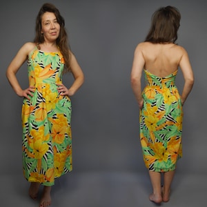 Tropic print Sommerkleid Urlaub Neckholder Sommerkleid Urlaub rückenfreies Kleid MEDIUM