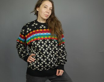 Cool sweater 80s FILA Bold print sweater XL size