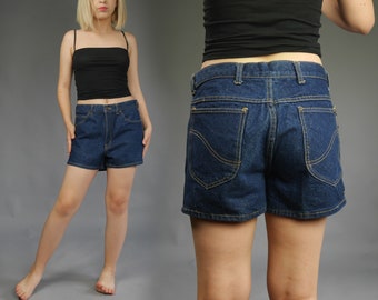 Denim UNISEX shorts Vintage 80s Dark wash jeans Size W 32