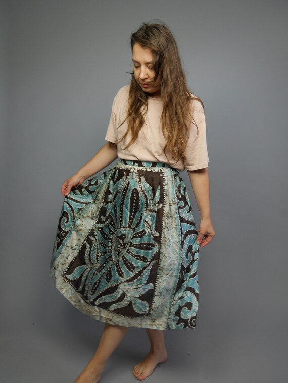Silk batik skirt Breezy midi skirt Tiy dye patter… - image 4