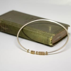 Silver abacus bangle / bracelet with gold rings