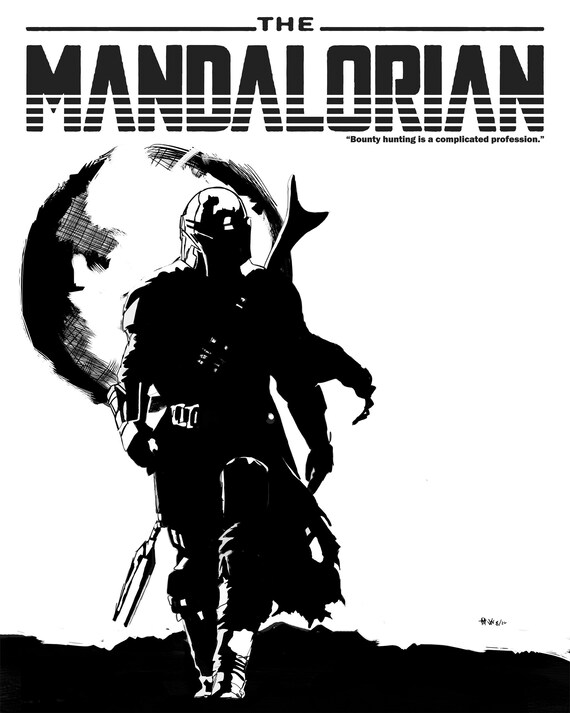 Star Wars The Mandalorian Noir Et Blanc Etsy Canada