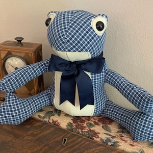 Memory Frog, Memory Item made with loved ones clothing, Frog made from clothing, Stuffed Frog image 3