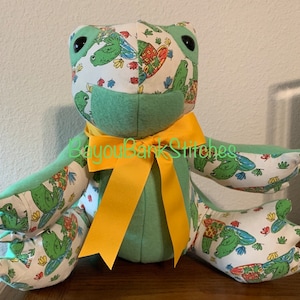 Memory Frog, Memory Item made with loved ones clothing, Frog made from clothing, Stuffed Frog image 1