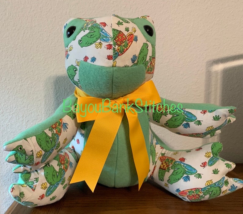 Memory Frog, Memory Item made with loved ones clothing, Frog made from clothing, Stuffed Frog image 1