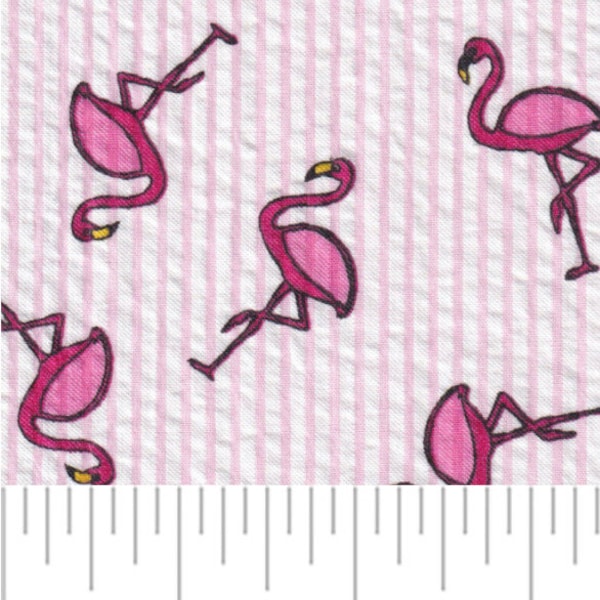 Flamingo Cotton Seersucker Fabric by Fabric Finders, Seersucker Fabric, Flamingo Fabric, Pink Fabric