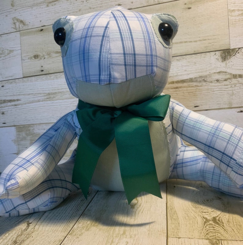 Memory Frog, Memory Item made with loved ones clothing, Frog made from clothing, Stuffed Frog image 7