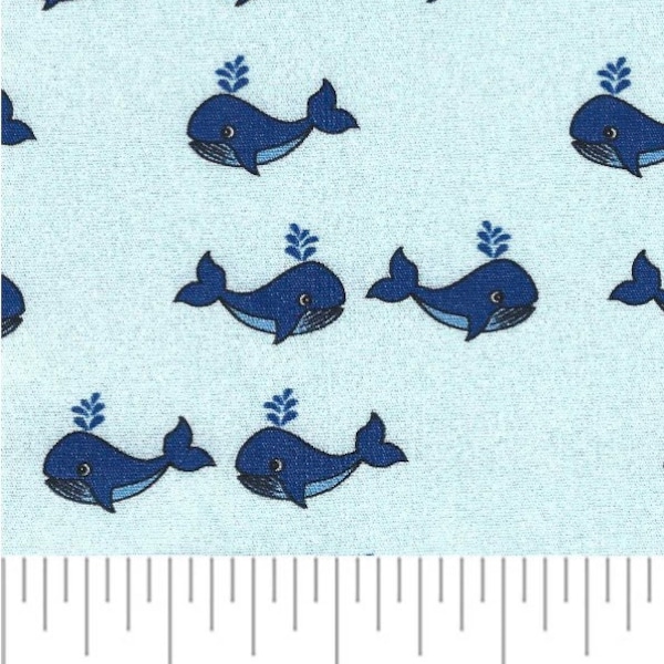 Whale Fabric by Fabric Finders, Whale Cotton Fabric, Fish Fabric, Blue Cotton Fabric