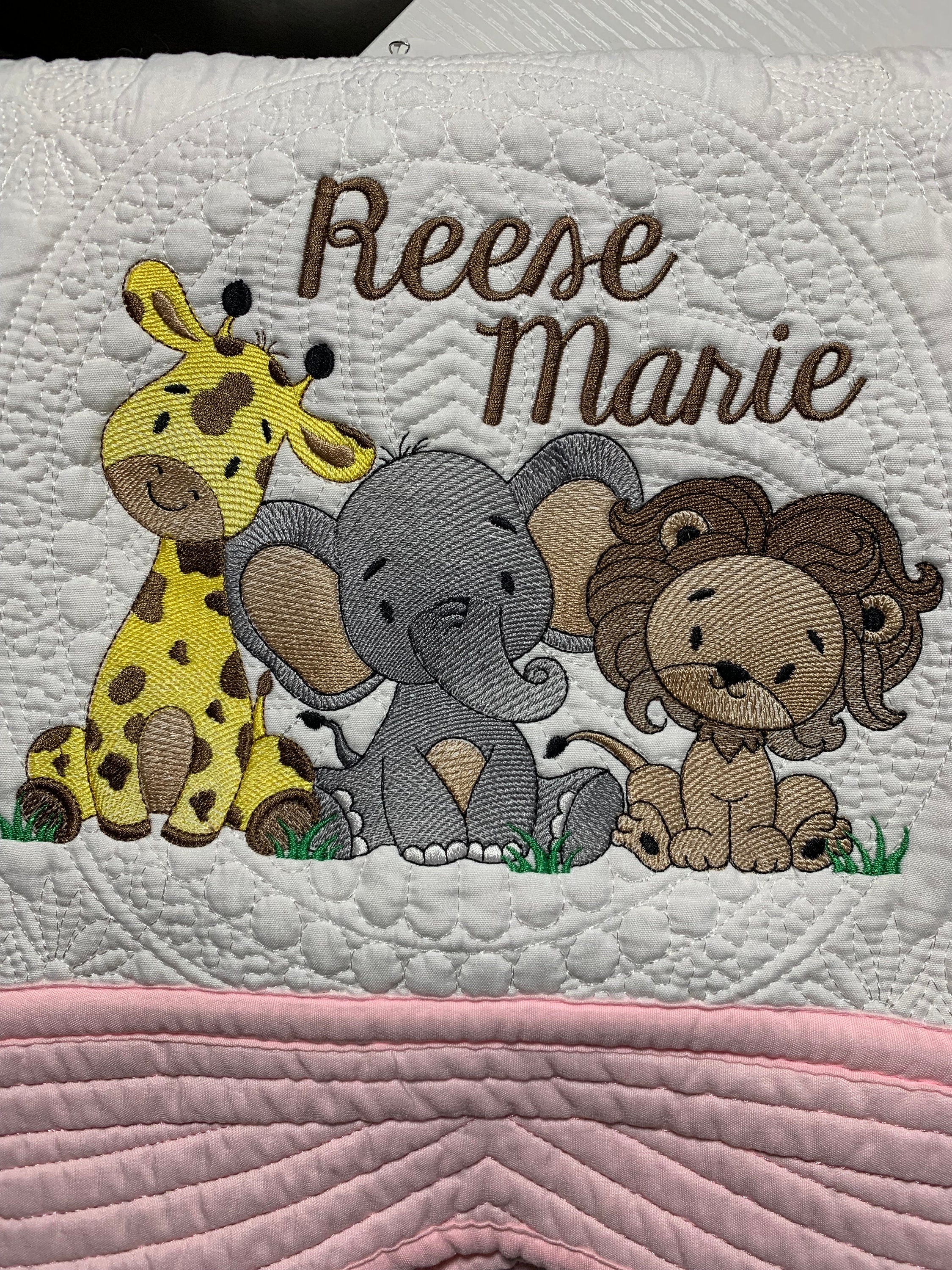 Baby Quilt, Safari Quilt, Personalized Quilt, Unisex Gift, Embroidered Baby Blanket, Baby Blanket