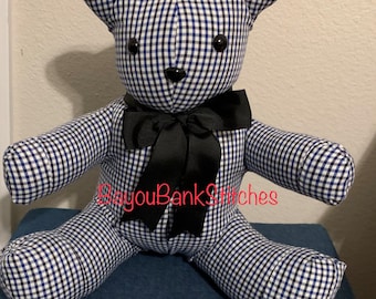 Keepsake Memory Bear, Made from Loved Ones Clothing, Personalized Patch