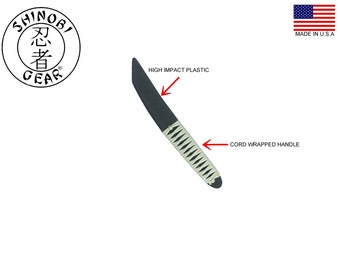 Plastic Traditional Ninja Training Tanto (6 Inch) - Steel Gray Cord Wrap