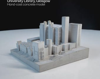 Bibliotheek Universiteit van Glasgow: concreet brutalisme, brutalistische architectuur Model: Mini 084
