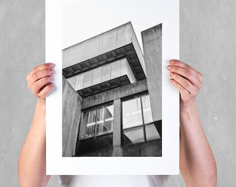 Impresión Risograph de la Biblioteca Central de Birmingham: Arte mural de arquitectura brutalista