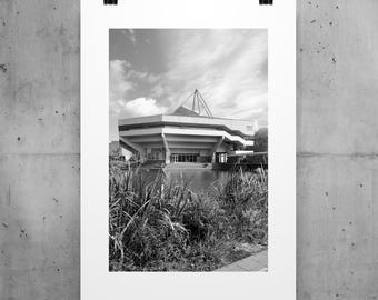 Central Hall York University-print: brutalistische architectuurrisografie (A3)