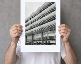 Preston Bus Station Risograph Print | A3 Black & White Brutalist Architecture Poster