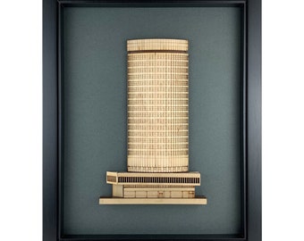 Lasercut Rotunda Art: Framed Birch Plywood Birmingham Skyline