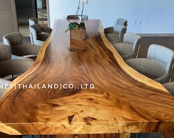 Live Edge Dining Or Conference Table Reclaimed Golden Acacia Wood Single Slab 340cm Length C13