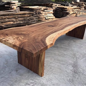 Live Edge Dining Or Conference Table Reclaimed Golden Acacia Wood Single Slab 140&#39;&#39; Length C10