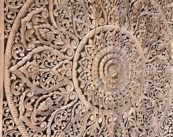 Handmade Carved Teak Door Extra Headboard Large Wood Wall Art