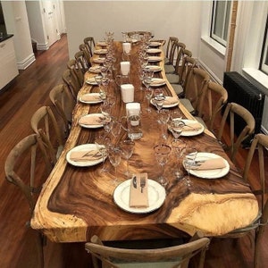 Rare Large Live Edge Slab Dining Table ( 2slab joine) Table Rare 10ft Reclaimed  Thai Acacia Wood Solid Slab Custom Made Table  J24