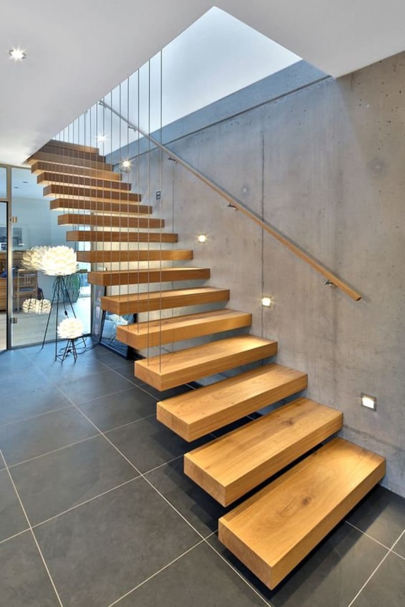 Stair Treads wood, Staircase Solid Reclaimed Wood Thick Stairs Treads Thick 1'' Modern Stair Treads 13 pieces image 1